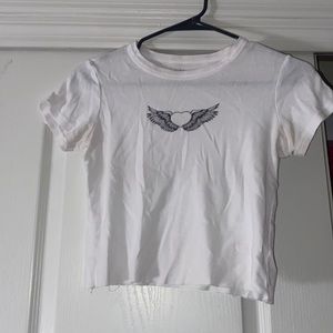 Rare Brandy Melville Ashlyn White Winged Heart Heart Top